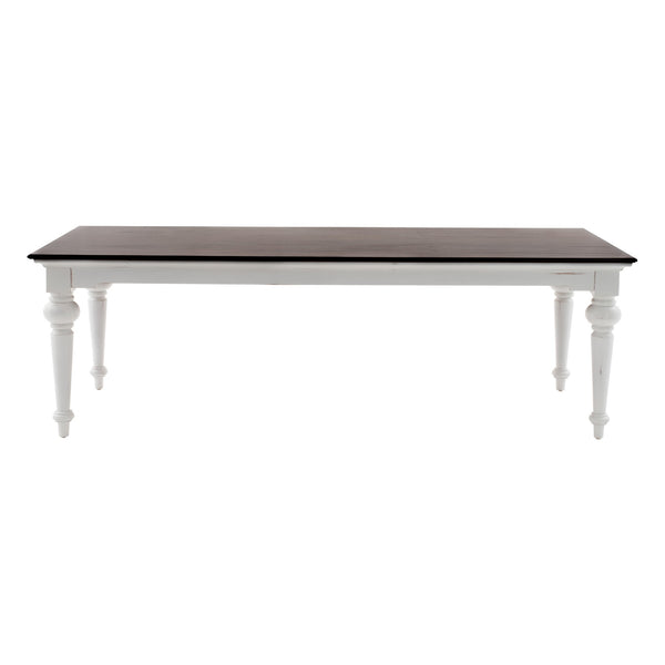 Homeroots 94" Dark Brown And White Solid Wood Dining Table   397669