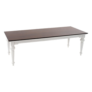 Homeroots 94" Dark Brown And White Solid Wood Dining Table   397669