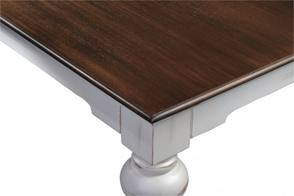Homeroots 94" Dark Brown And White Solid Wood Dining Table   397669