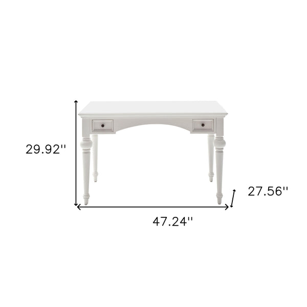 Homeroots 47" White Computer Desk With Two Drawers   397670