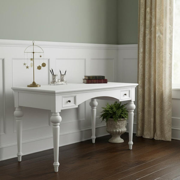 HomeRoots 47" Elegant White Computer Desk with Foldable Top and Hidden Drawers for Home Office or Study 397670