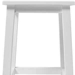 Homeroots 20" White Solid Wood Backless Bar Chair   397672