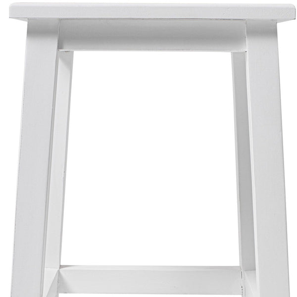 Homeroots 20" White Solid Wood Backless Bar Chair   397672