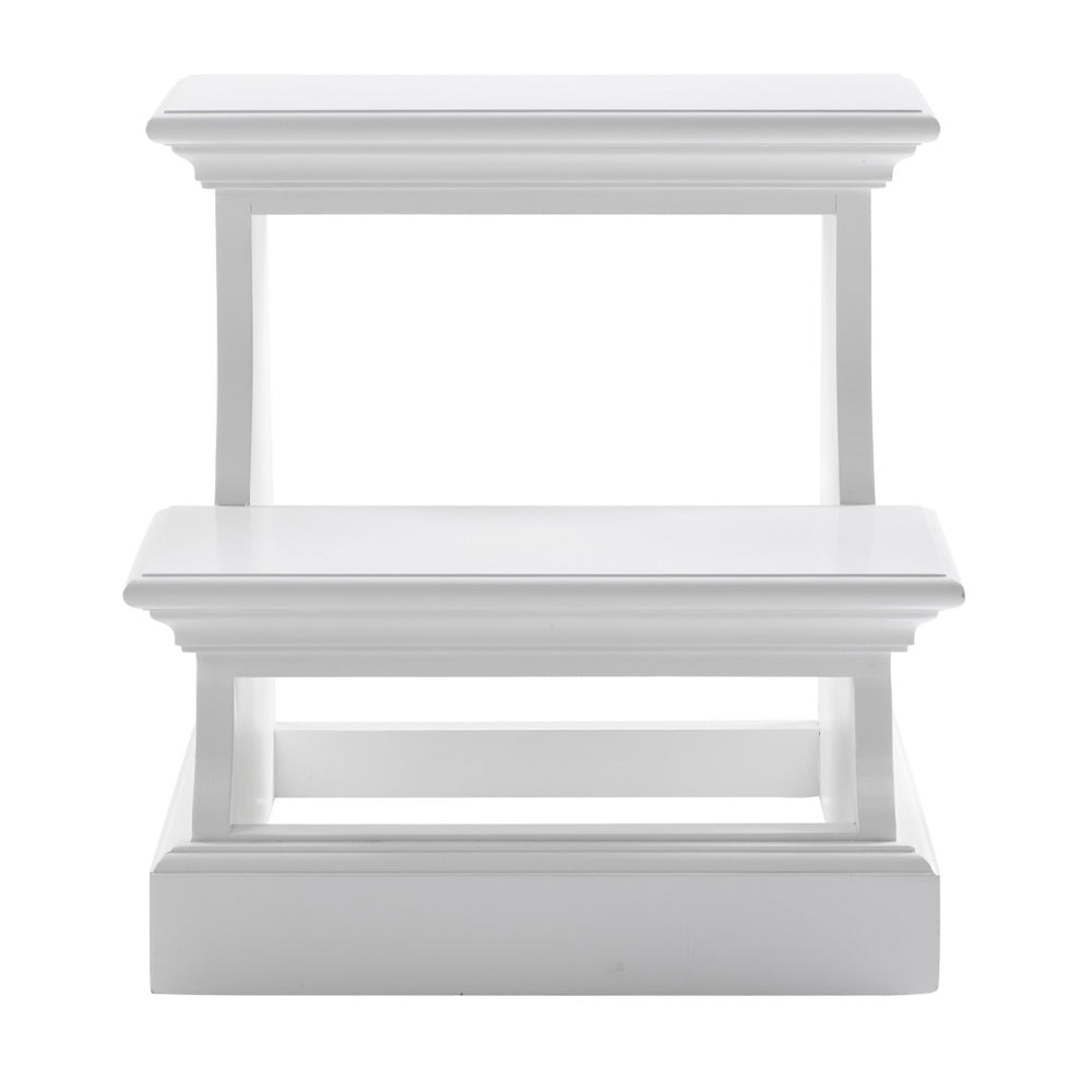 HomeRoots 16" White Solid Wood Backless Bar Chair - Versatile, Lightweight Seating for Kitchen & Patio Decor 397673
