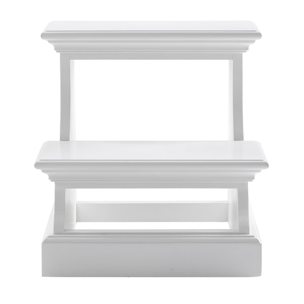 HomeRoots 16" White Solid Wood Backless Bar Chair - Versatile, Lightweight Seating for Kitchen & Patio Decor 397673