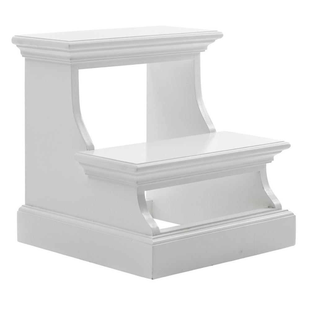 HomeRoots 16" White Solid Wood Backless Bar Chair - Versatile, Lightweight Seating for Kitchen & Patio Decor 397673