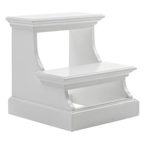 HomeRoots 16" White Solid Wood Backless Bar Chair - Versatile, Lightweight Seating for Kitchen & Patio Decor 397673