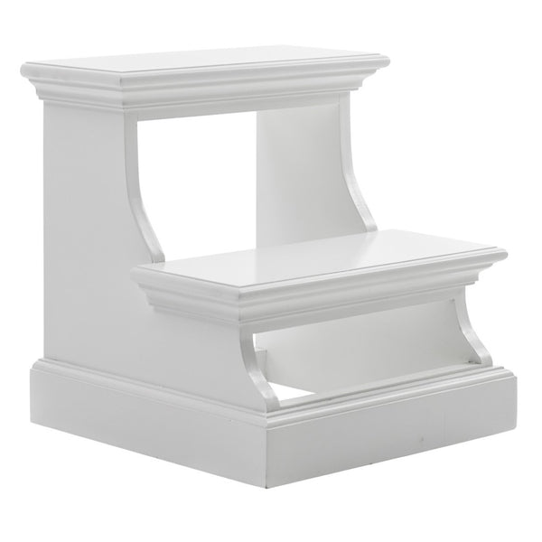 HomeRoots 16" White Solid Wood Backless Bar Chair - Versatile, Lightweight Seating for Kitchen & Patio Decor 397673