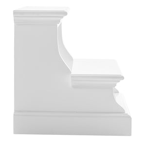 HomeRoots 16" White Solid Wood Backless Bar Chair - Versatile, Lightweight Seating for Kitchen & Patio Decor 397673