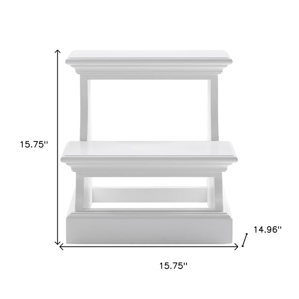 HomeRoots 16" White Solid Wood Backless Bar Chair - Versatile, Lightweight Seating for Kitchen & Patio Decor 397673