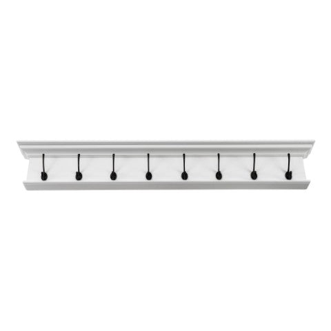 Homeroots 51" White Solid Wood Coat Rack With Eight Hooks & Shelf For Stylish Entryway Organization   397682