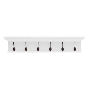 Homeroots 39" Classic White Wood Six Hook Hanging Coat Rack  Mahogany 397696
