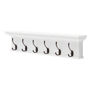 Homeroots 39" Classic White Wood Six Hook Hanging Coat Rack  Mahogany 397696