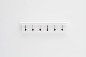 Homeroots 39" Classic White Wood Six Hook Hanging Coat Rack  Mahogany 397696