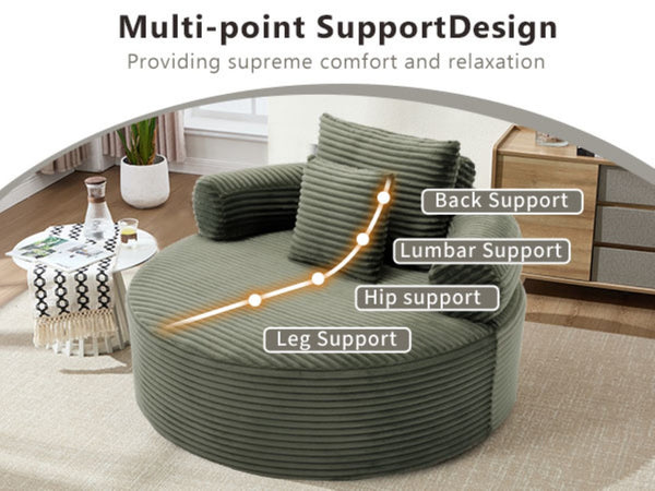 English Elm Round Cloud Sectional Sofa Bed with Memory Foam Fill for Small Space Living W3224P444270