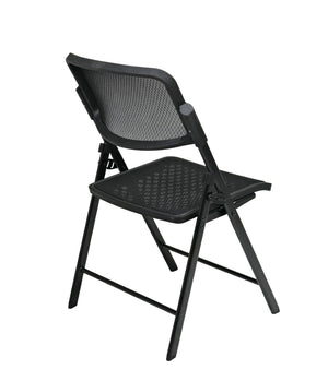 OSP Home Furnishings Deluxe Folding Chair with Breathable Mesh Back Stackable Seating for Meeting Rooms 81308