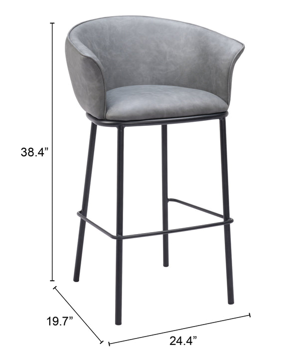 Garston Barstool Gray 110177 Zuo Modern