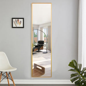 Homeroots Long Gold Full Length Standing Mirror  Glass 397701