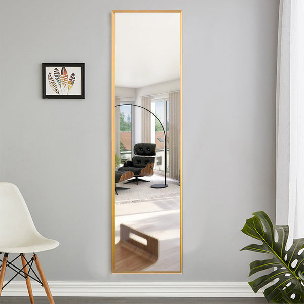 Homeroots Long Gold Full Length Standing Mirror  Glass 397701