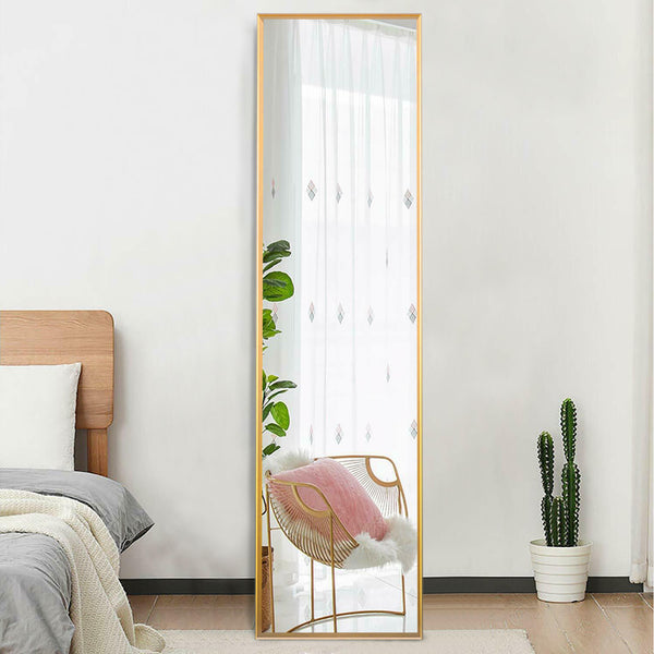 Homeroots Long Gold Full Length Standing Mirror  Glass 397701