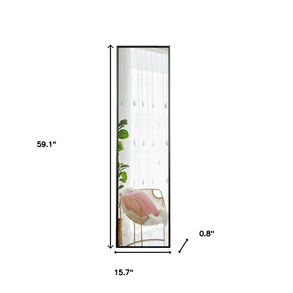 HomeRoots 59" Freestanding Black Metal Framed Full-Length Mirror – Modern Minimalist Design for Any Space 59.1" x 15.7" 397704