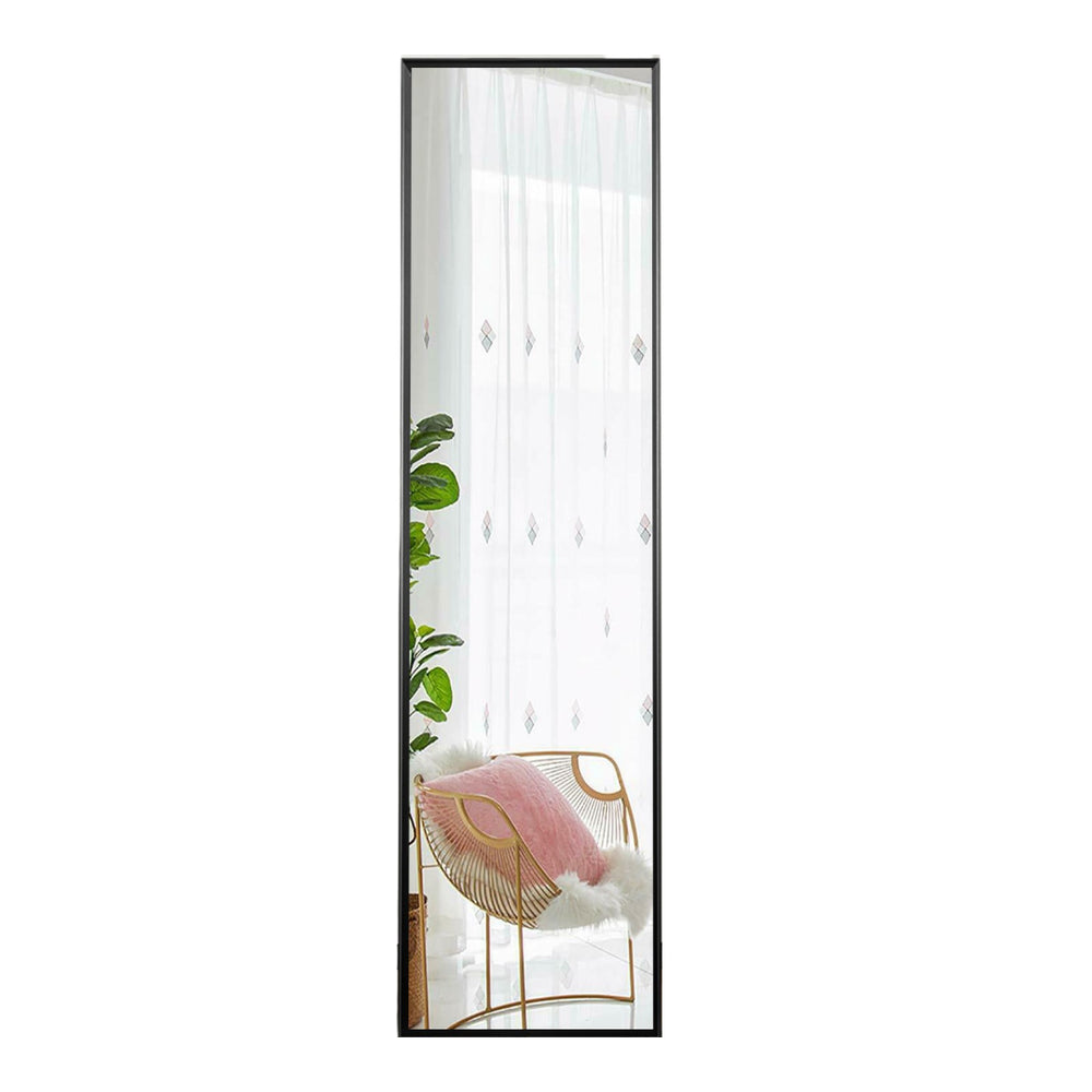 Homeroots 59" Black Metal Framed Freestanding Standing Mirror  Glass 397704