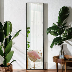 HomeRoots 59" Freestanding Black Metal Framed Full-Length Mirror – Modern Minimalist Design for Any Space 59.1" x 15.7" 397704