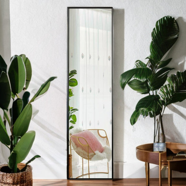 HomeRoots 59" Freestanding Black Metal Framed Full-Length Mirror – Modern Minimalist Design for Any Space 59.1" x 15.7" 397704