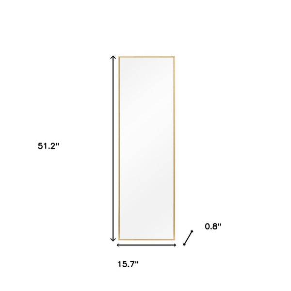 Homeroots 51" Gold Metal Framed Freestanding Standing Mirror  Glass 397707