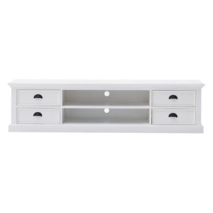 HomeRoots 71" White Solid Wood TV Stand - Versatile Modern Farmhouse Style with Ample Storage & Display Space 397708