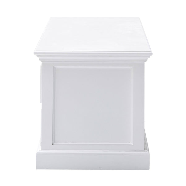 HomeRoots 71" White Solid Wood TV Stand - Versatile Modern Farmhouse Style with Ample Storage & Display Space 397708