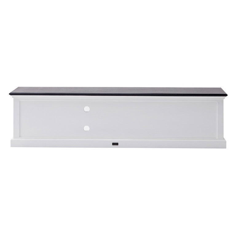 HomeRoots 71 Inch Solid Wood Entertainment Console with Bold Two-tone Finish for Living Rooms 397710