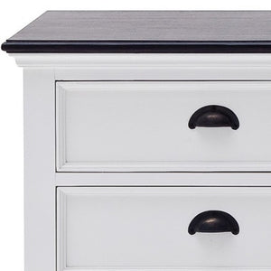 Homeroots 71" Classic White And Black Entertainment Unit With Two Drawers  Solid Wood 397710