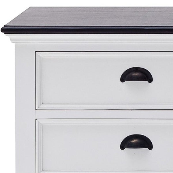 Homeroots 71" Classic White And Black Entertainment Unit With Two Drawers  Solid Wood 397710