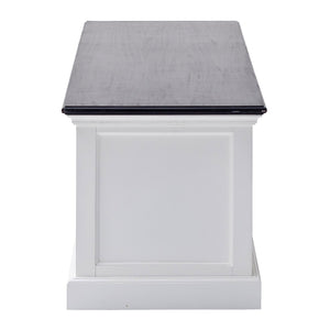 Homeroots 71" Classic White And Black Entertainment Unit With Two Drawers  Solid Wood 397710