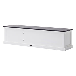 Homeroots 71" Classic White And Black Entertainment Unit With Two Drawers  Solid Wood 397710