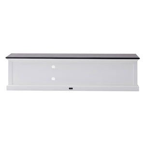 Homeroots 71" Classic White And Black Entertainment Unit With Two Drawers  Solid Wood 397710