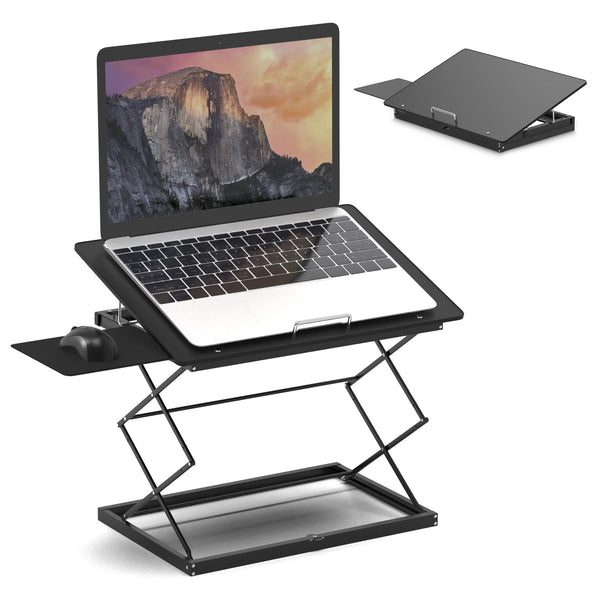 Homeroots Black Compact Folding Laptop Desk Or Laptop Stand With Mousepad   397718