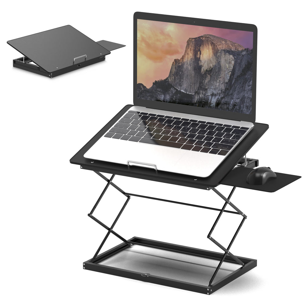 Homeroots Black Compact Folding Laptop Desk Or Laptop Stand With Mousepad   397718