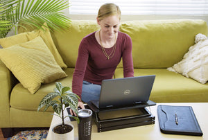 Homeroots Black Compact Folding Laptop Desk Or Laptop Stand With Mousepad   397718