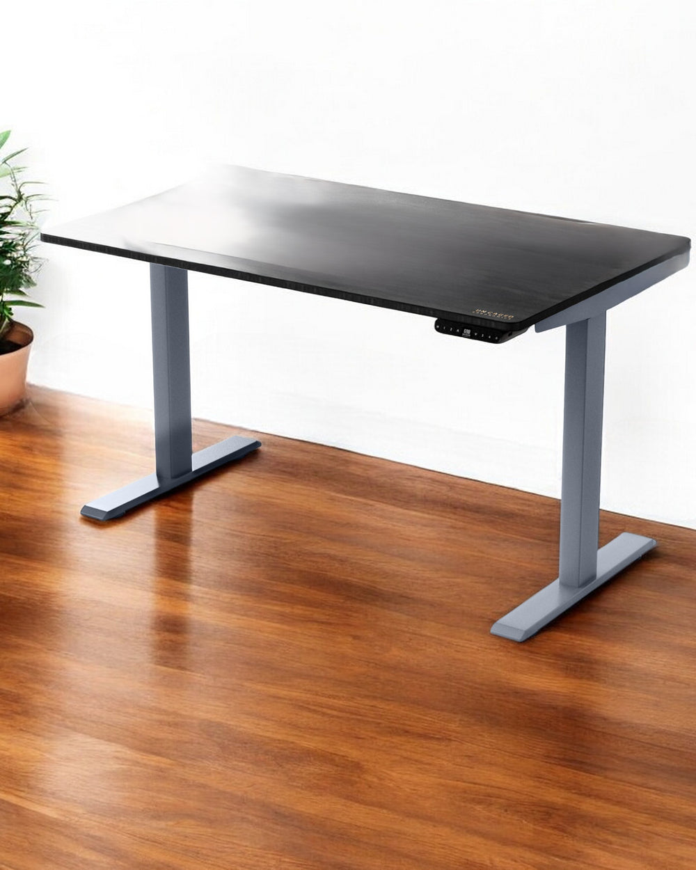 Homeroots 30" Adjustable Black And Gray Stainless Steel Standing Desk   397726