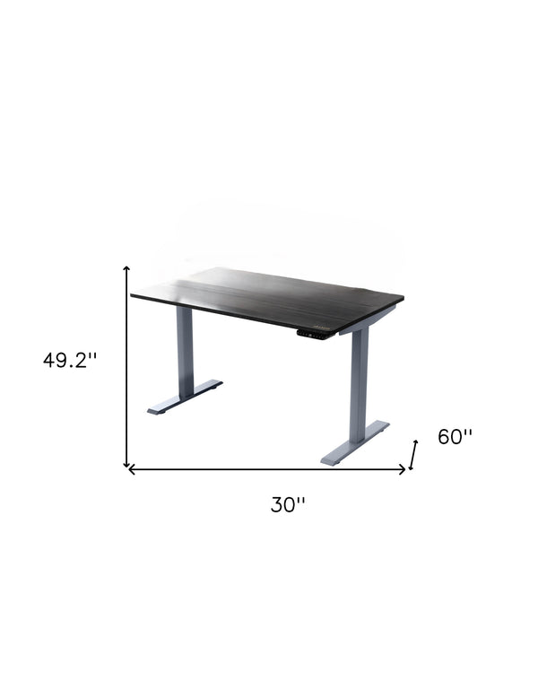 Homeroots 30" Adjustable Black And Gray Stainless Steel Standing Desk   397731