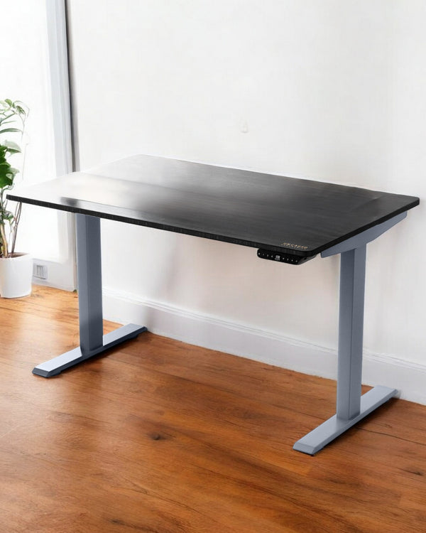 Homeroots 30" Adjustable Black And Gray Stainless Steel Computer Desk   397734