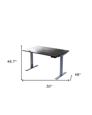 Homeroots 30" Adjustable Black And Gray Stainless Steel Computer Desk   397734