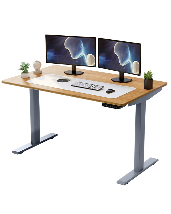 Homeroots 30" Adjustable Brown And Gray Stainless Steel Computer Desk   397739