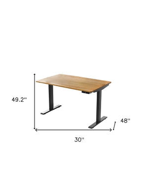 Homeroots 30" Adjustable Brown And Black Stainless Steel Computer Desk   397740