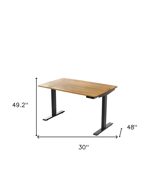 Homeroots 30" Adjustable Brown And Black Stainless Steel Computer Desk   397740
