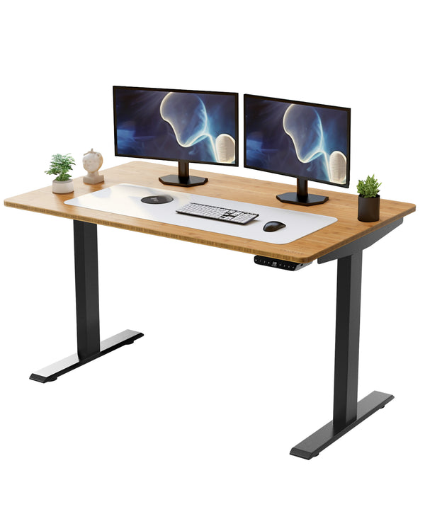 Homeroots 30" Adjustable Brown And Black Stainless Steel Computer Desk   397740