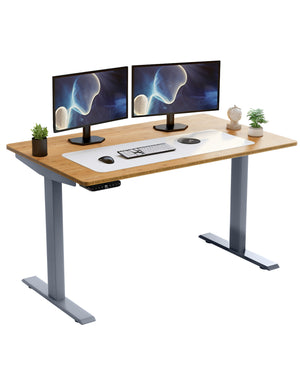 Homeroots 30" Adjustable Brown And Gray Stainless Steel Computer Desk   397741