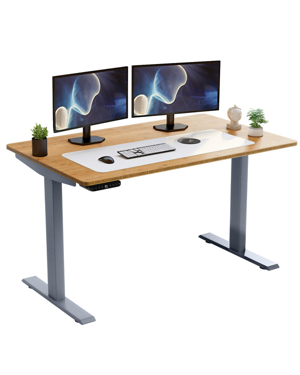 Homeroots 30" Adjustable Brown And Gray Stainless Steel Computer Desk   397741
